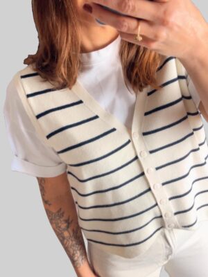 GILET SANS MANCHES A RAYURES