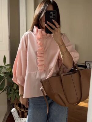BLOUSE EN COTON ROSE