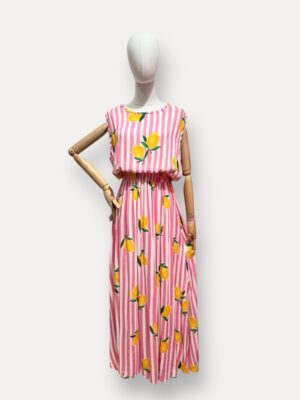 Ensemble Rayé Rose & Citrons – Fraîcheur en Douceur