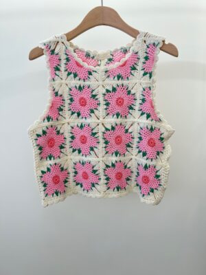 Top en Crochet Fleuri