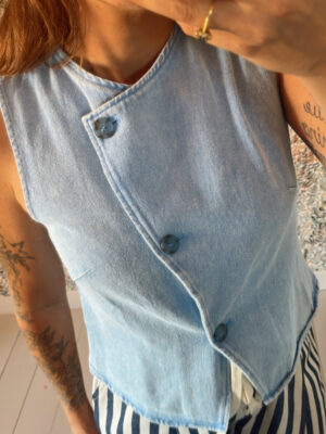Gilet Charlie – Denim Clair & Esprit Vintage